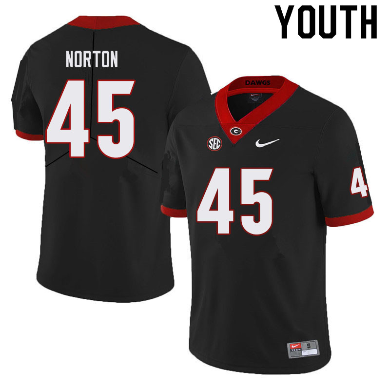 Youth #45 Bill Norton Georgia Bulldogs College Football Jerseys Sale-Black - Click Image to Close